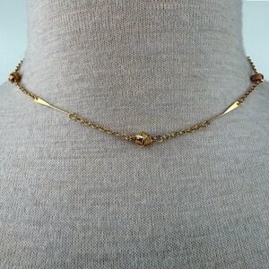 Vintage Gold Tone Knot w/ Station Link Chain Necklace 16.75"